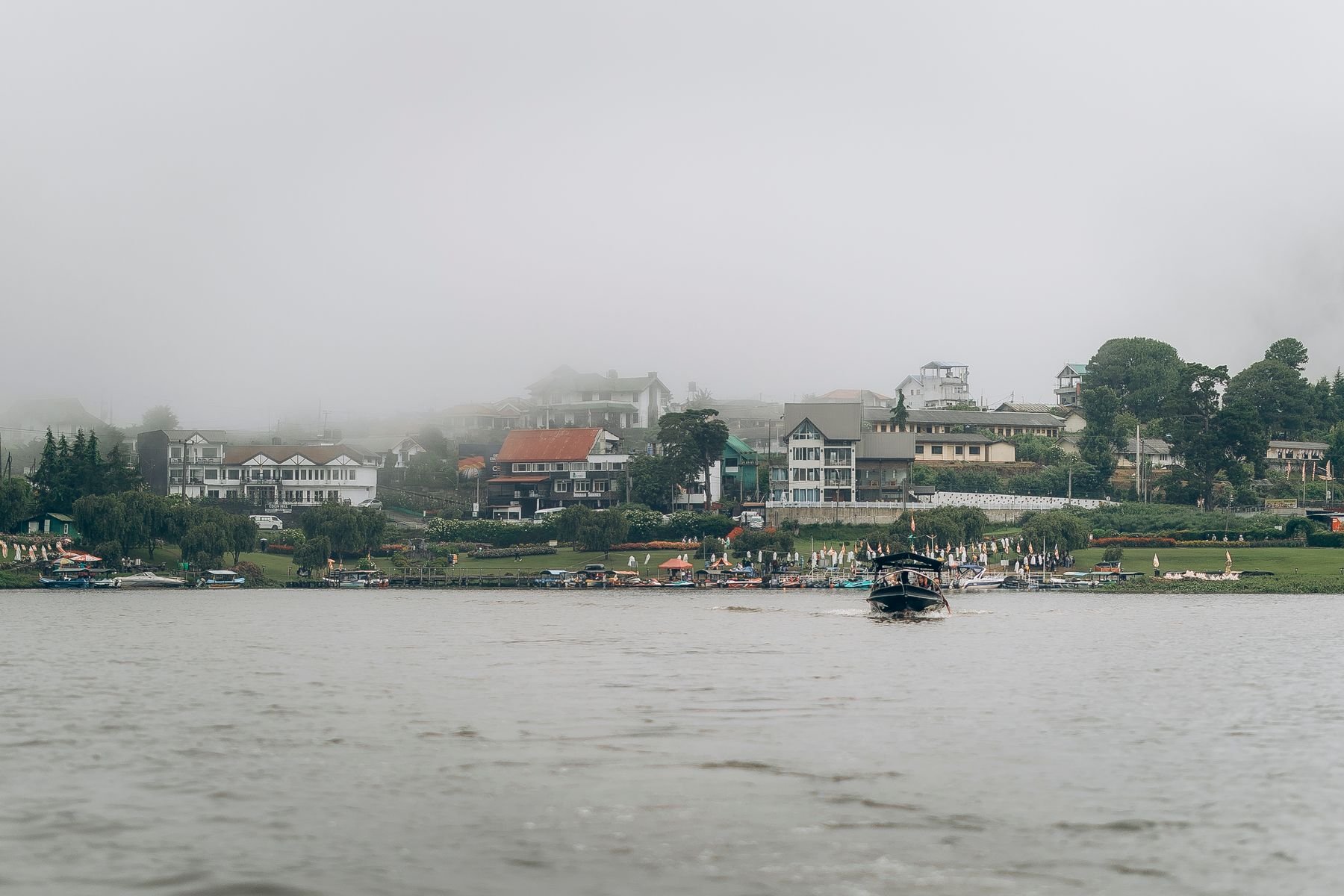 Misty lakeside in Nuwara Eliya